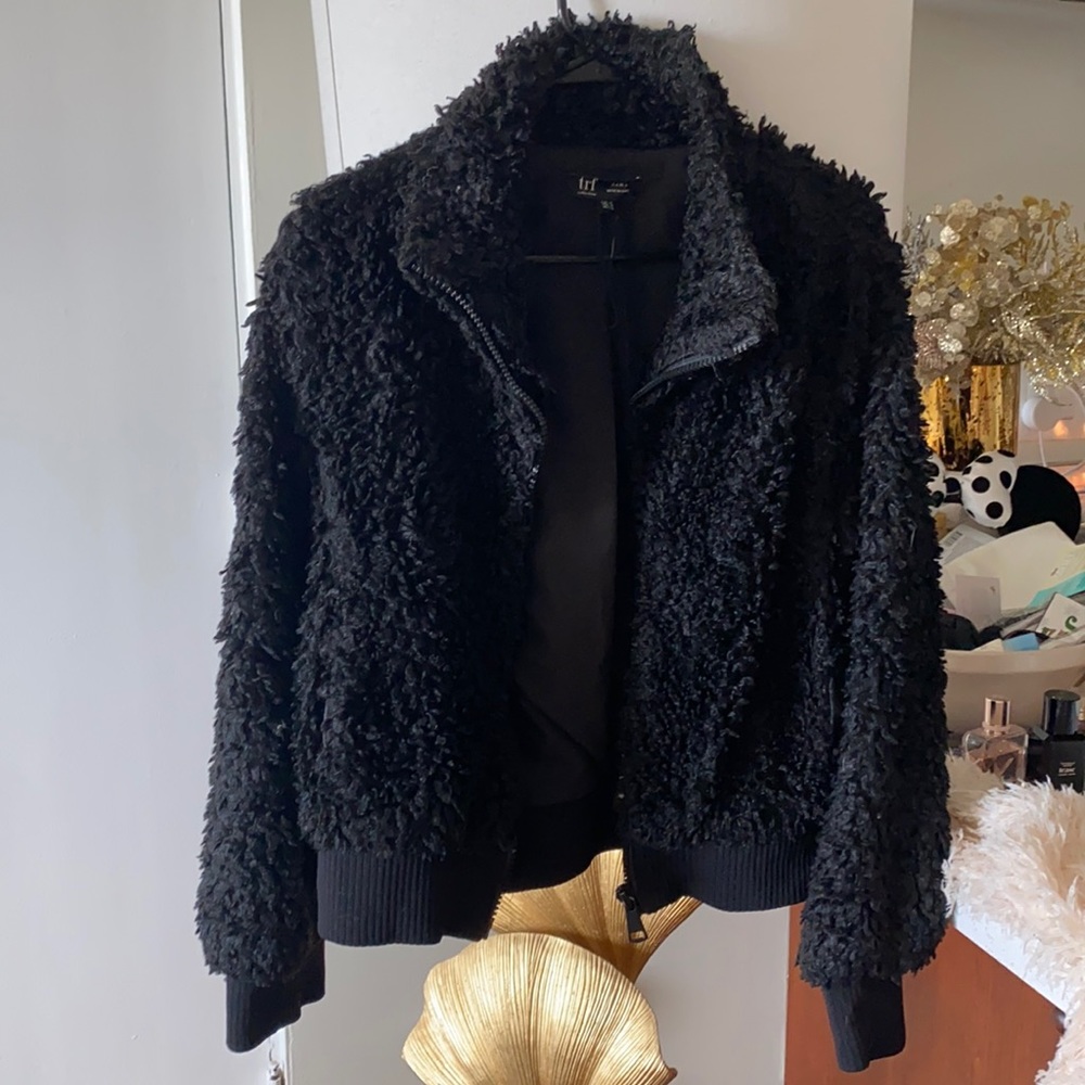 Zara trf fuzzy zip up jacket